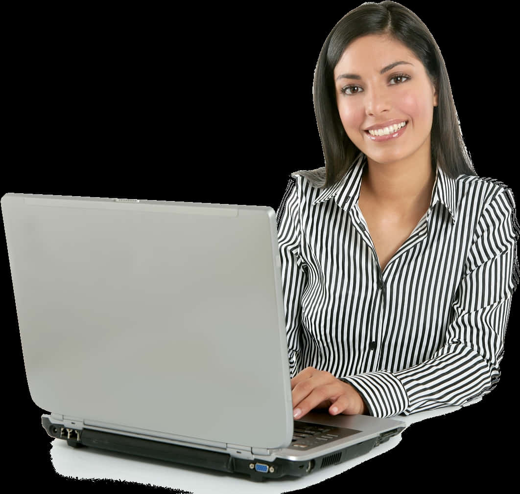 Professional Womanwith Laptop PNG