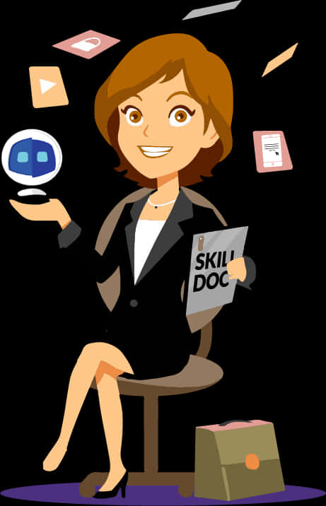 Professional Womanwith Skills Icons PNG