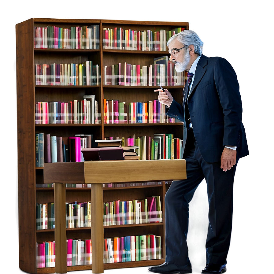 Professor With Library Background Png Iel59 PNG