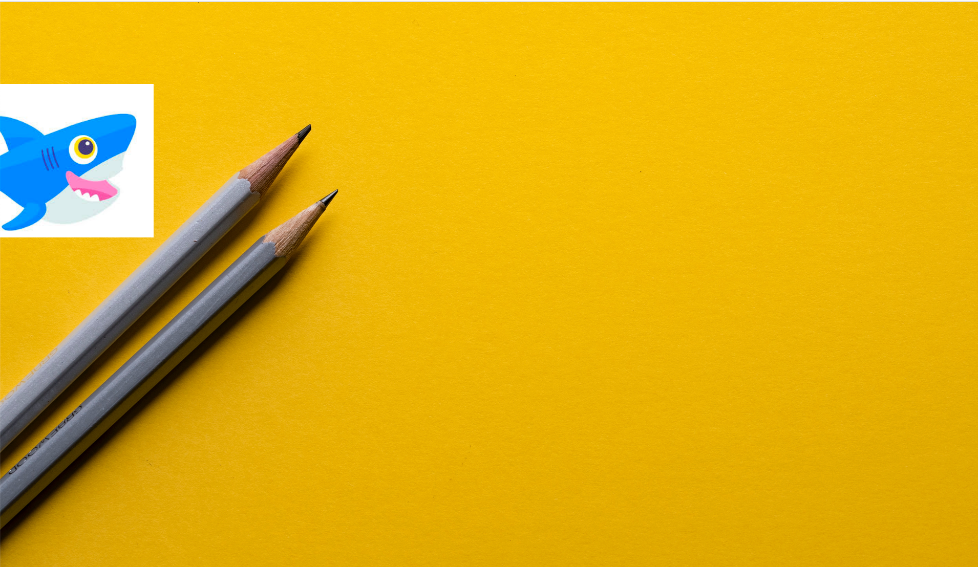A Pair Of Pencils With A Blue Shark Logo On A Yellow Background
