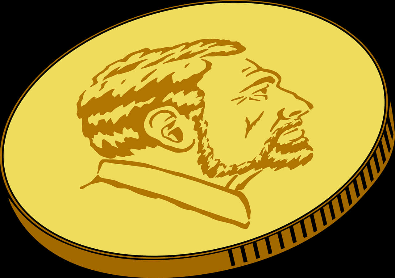 Profiled Man Gold Coin Illustration PNG