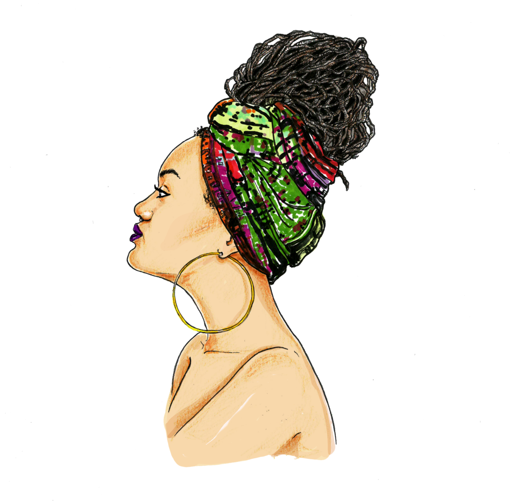 Profileof Womanwith Colorful Head Bandana PNG