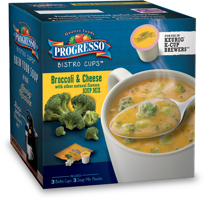 Progresso Bistro Cups Broccoli Cheese Soup Packaging PNG