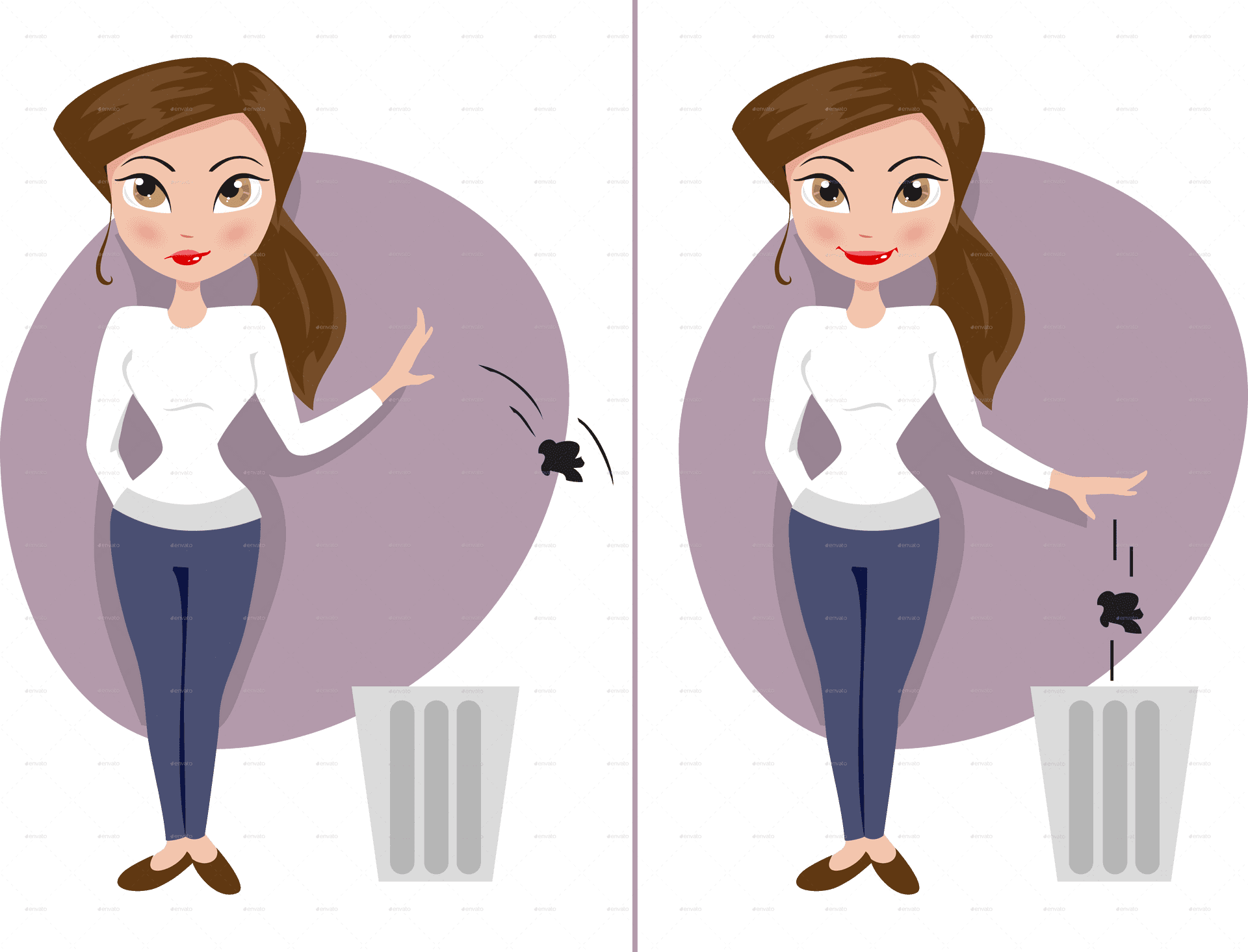 Proper Waste Disposal Comparison PNG