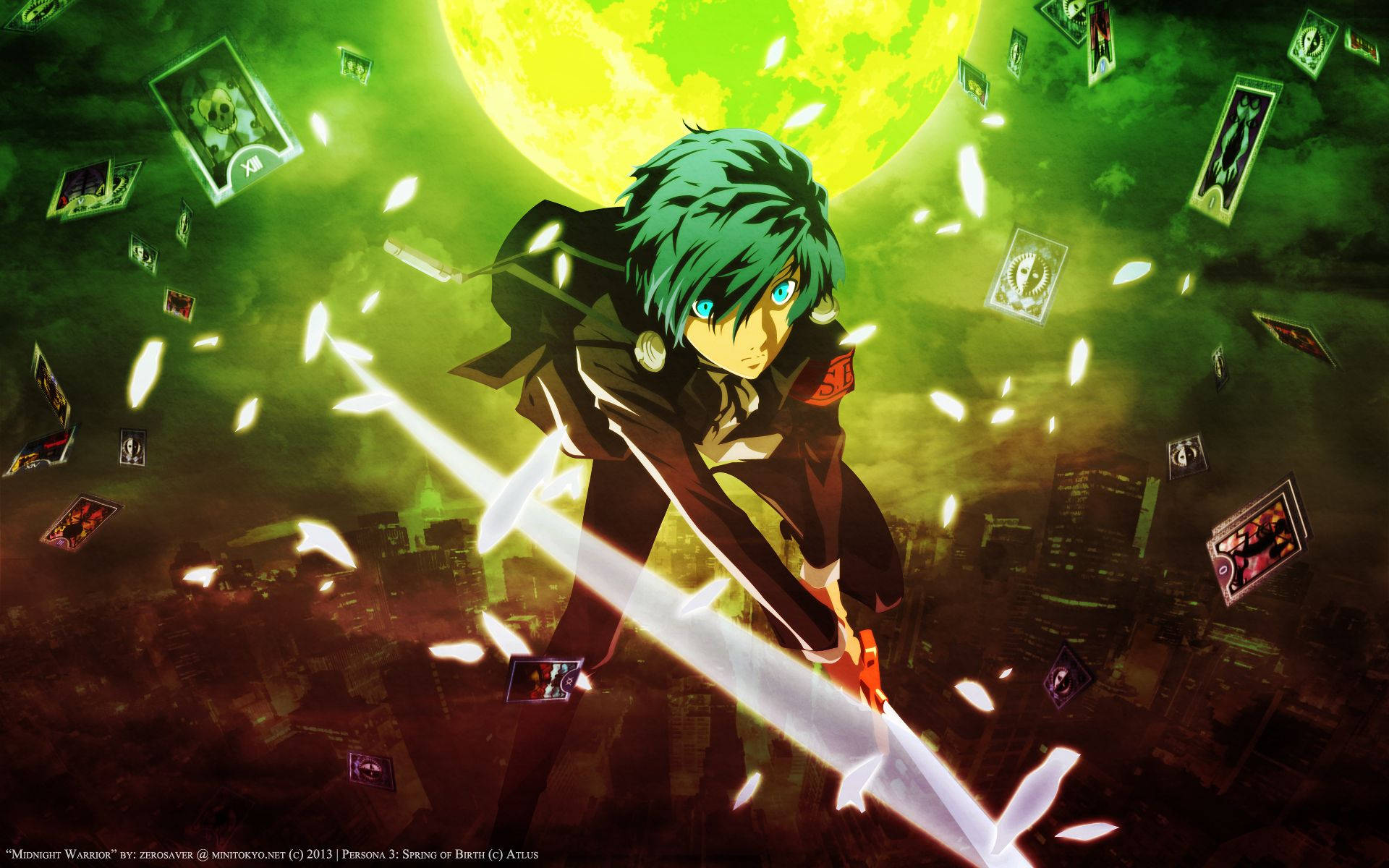 Harness Persona powers with the Protagonist's Skill Cards in Persona 3 Wallpaper