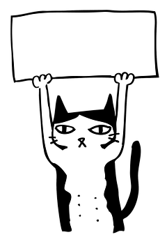 Protest Cat Holding Blank Sign PNG