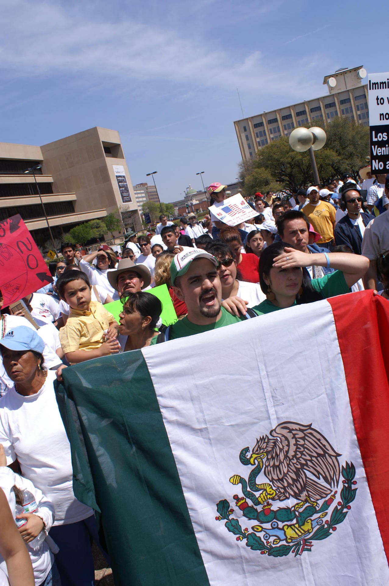 Protestors With A Mexico Flag Wallpaper