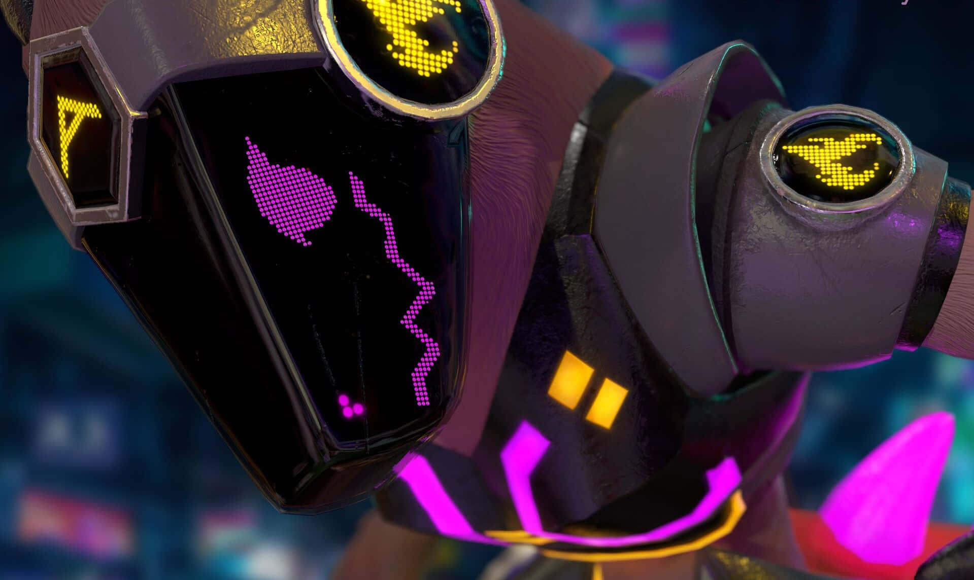 A Robot With A Neon Light On His Head Wallpaper