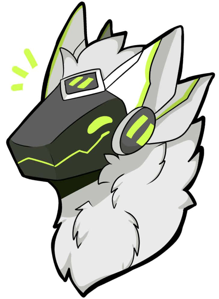 A Cartoon Of A Wolf With A Green Head Wallpaper
