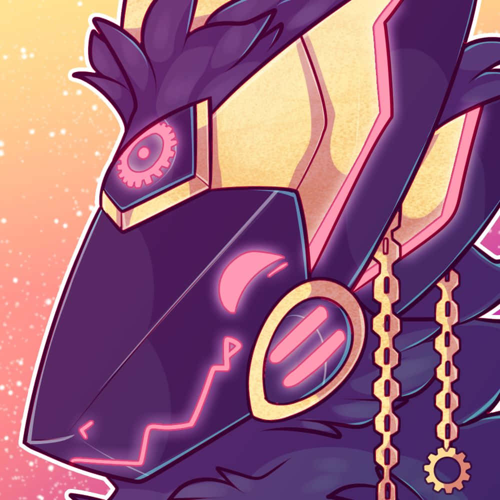 A Purple And Pink Wolf With Chains On His Head Wallpaper