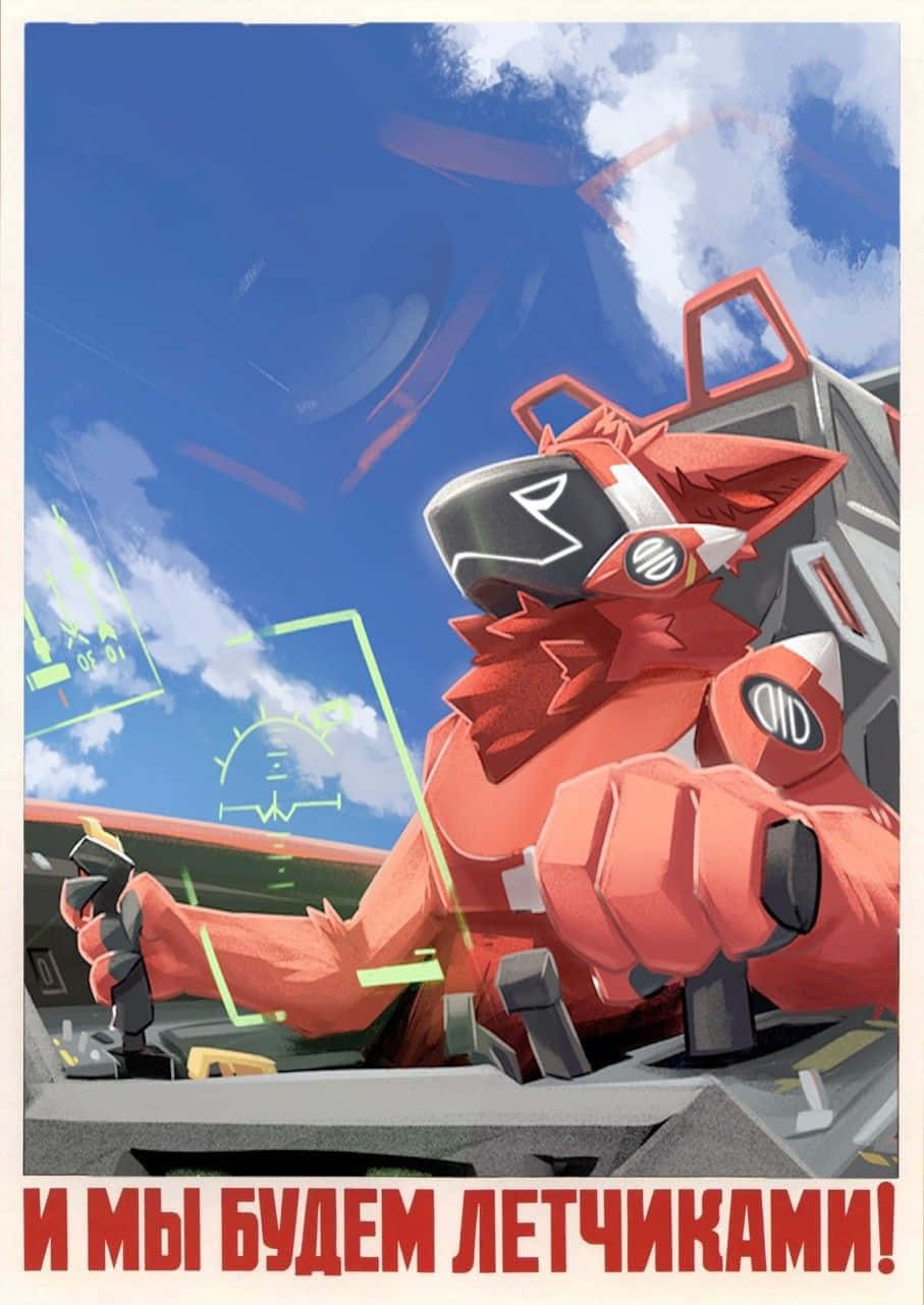 A Poster With A Red Dog In A Cockpit Wallpaper