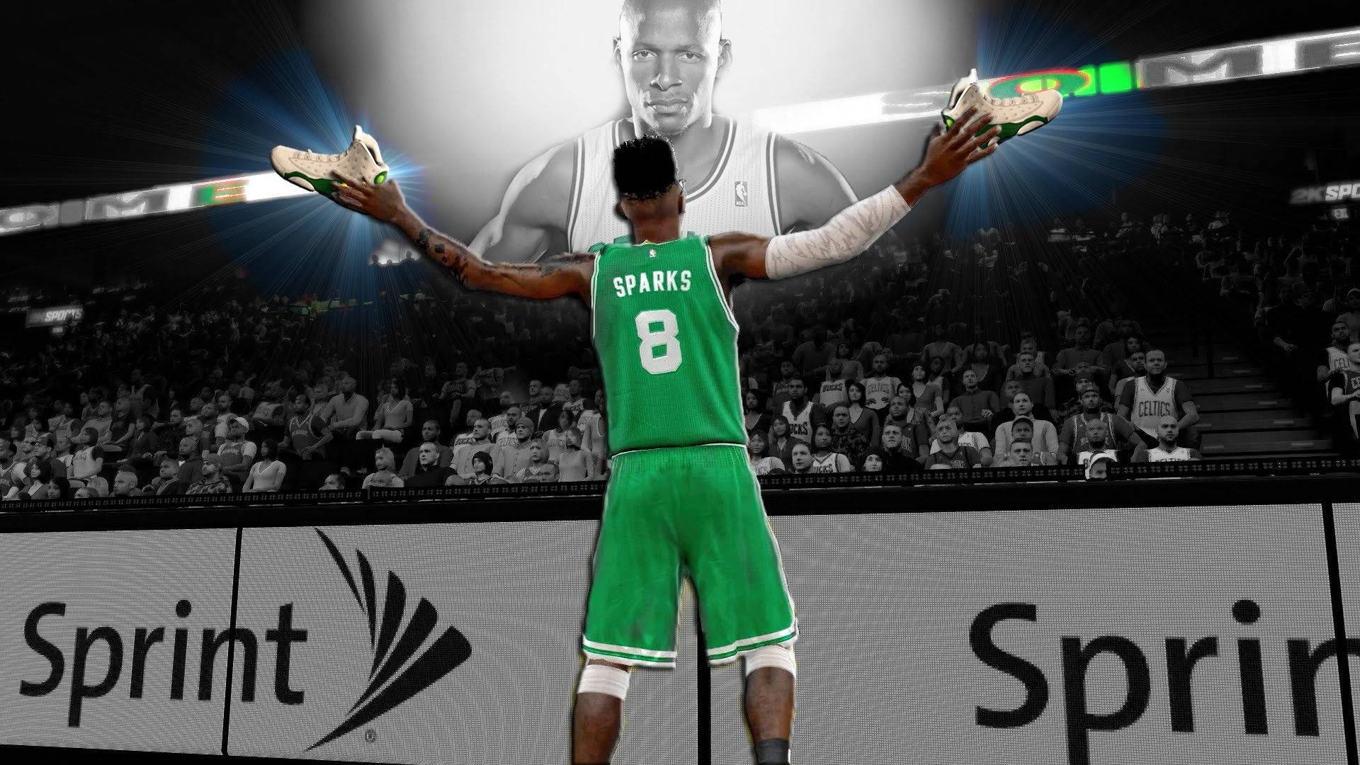 Proud Celtics Ray Allen Open Arms Wallpaper