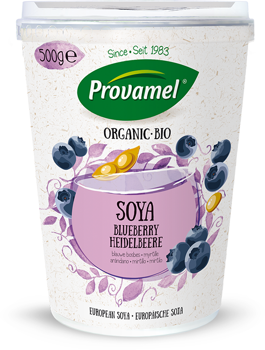 Provamel Organic Soya Blueberry Yogurt Packaging PNG