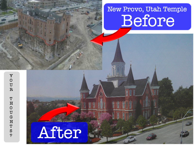 Provo Utah Temple Renovation Before After PNG