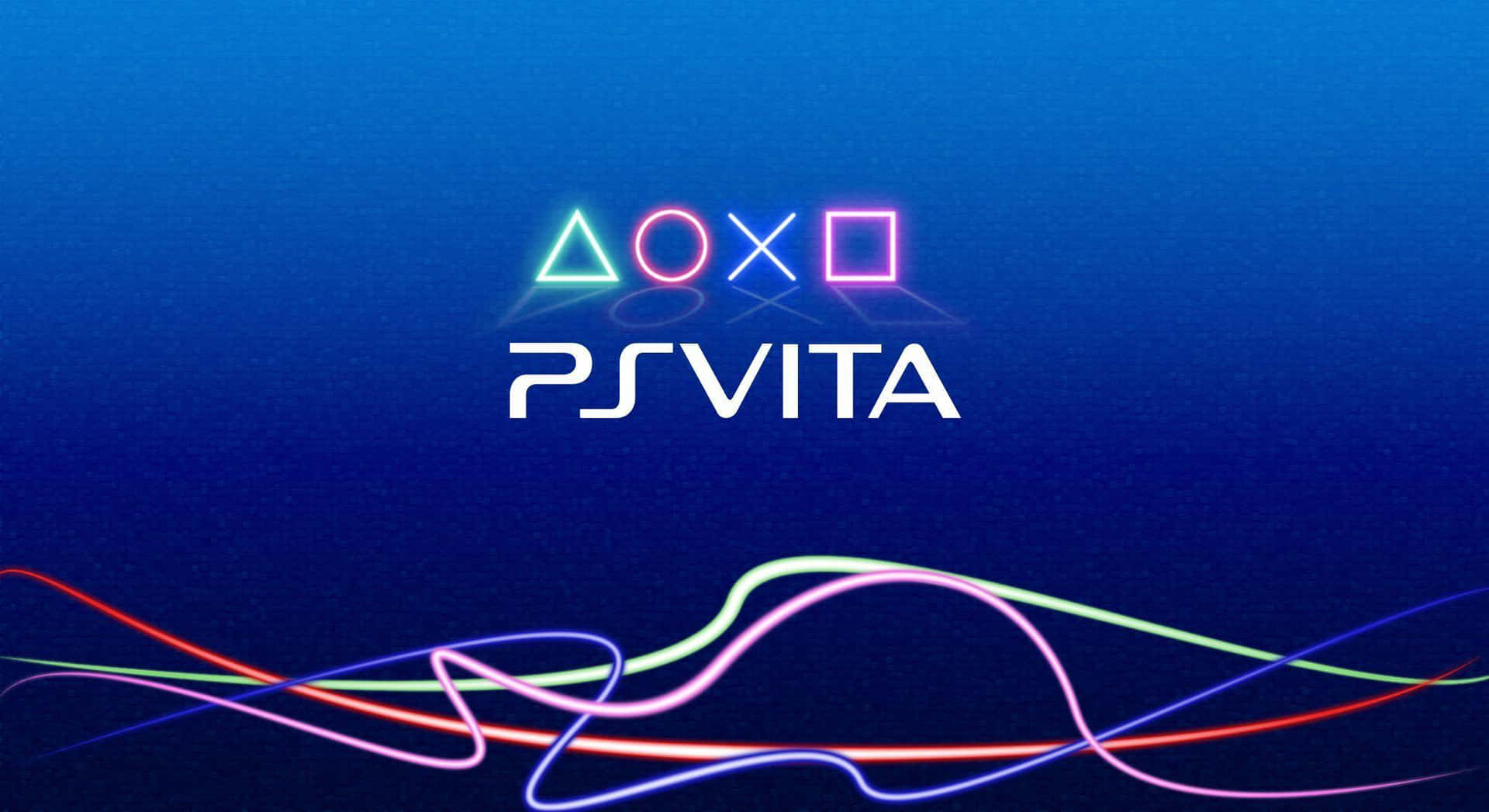 Sleek PlayStation Vita console with futuristic game visuals Wallpaper