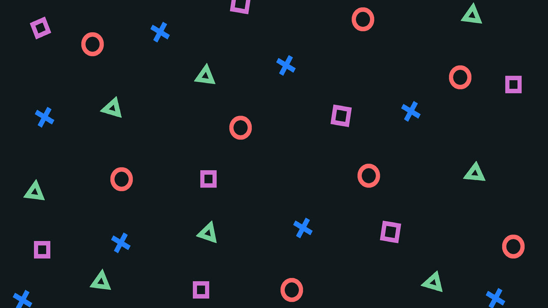 Enjoy the Ultimate Gaming Experience with PS4 Background — Vibrant geometric shapes float against a dark background in a retro digital pattern.