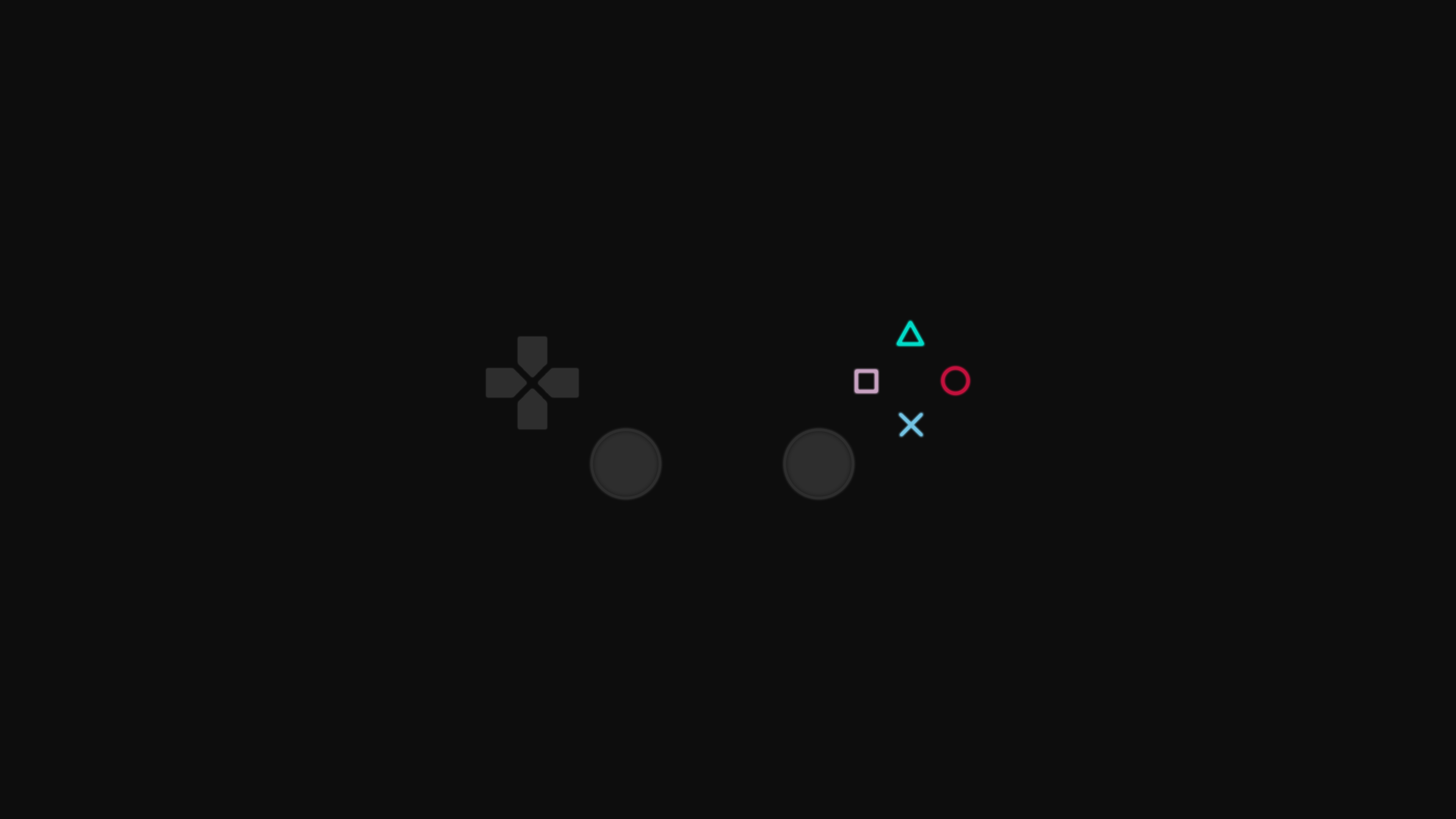 Get Ready to Play the Home Console: The Playstation 4 Background — Minimalist game controller icons glow softly against a deep black background.
