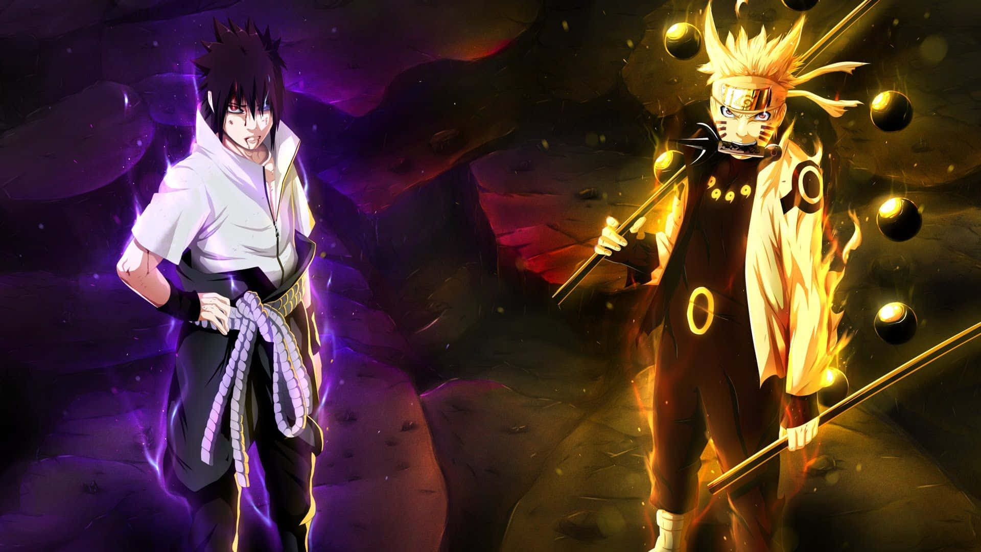 PS4 Naruto Sasuke Uchiha og Naruto Uzumaki skaber et blodigt kapitel Wallpaper