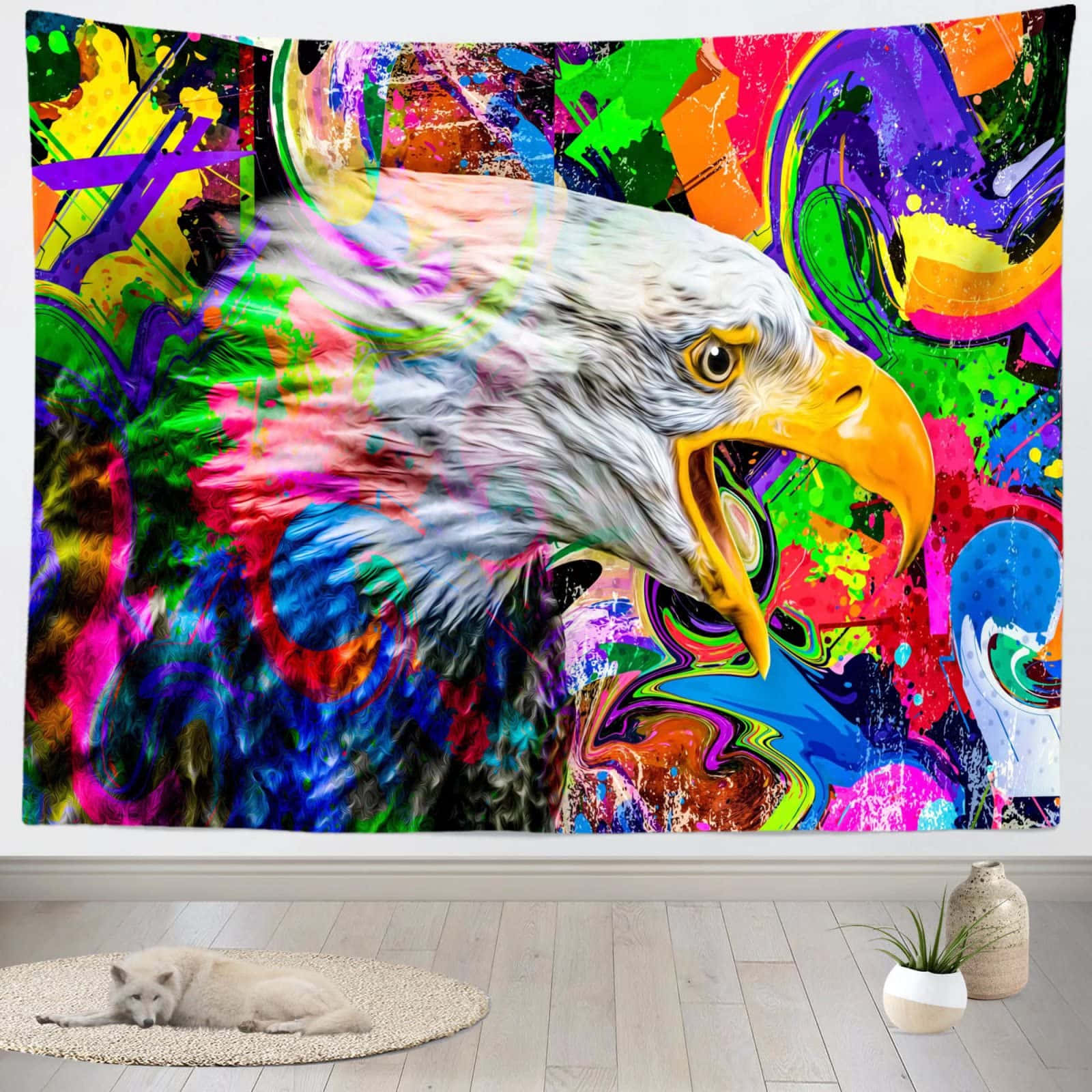 Vibrant Psychedelic Animals Gathering Wallpaper