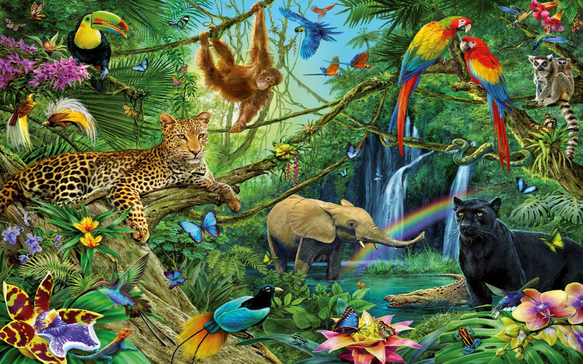 Wild World of Psychedelic Animals Wallpaper
