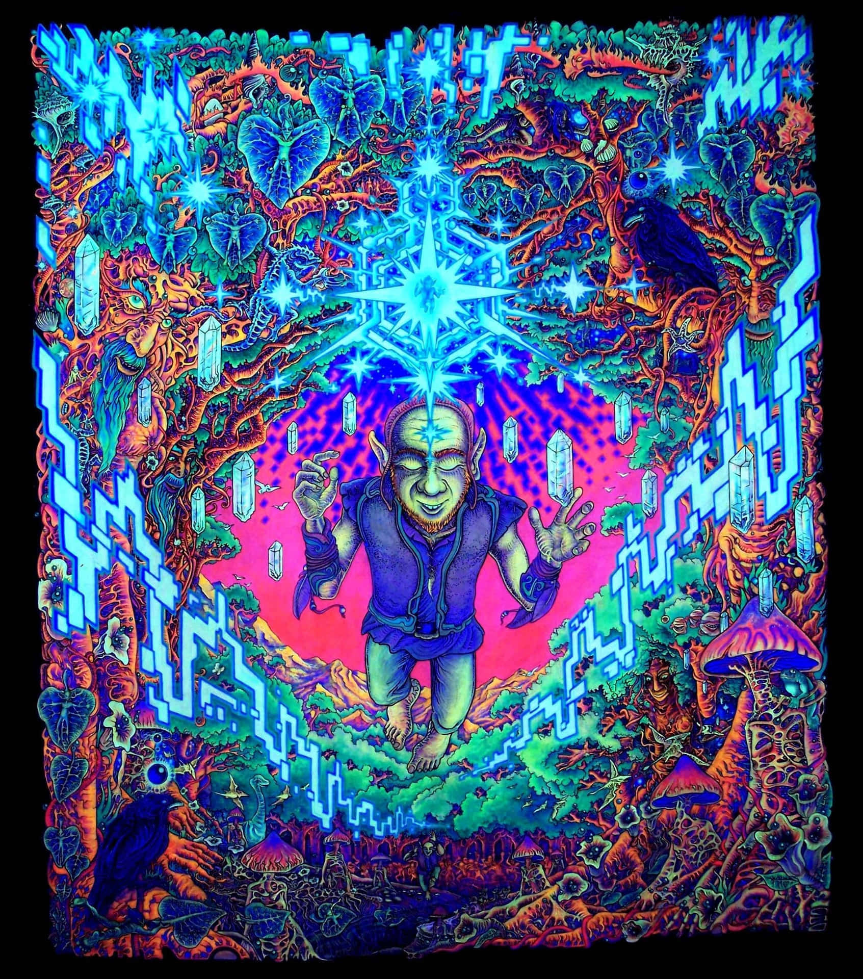 Psychedelic_ Blue_ Dreamscape Wallpaper