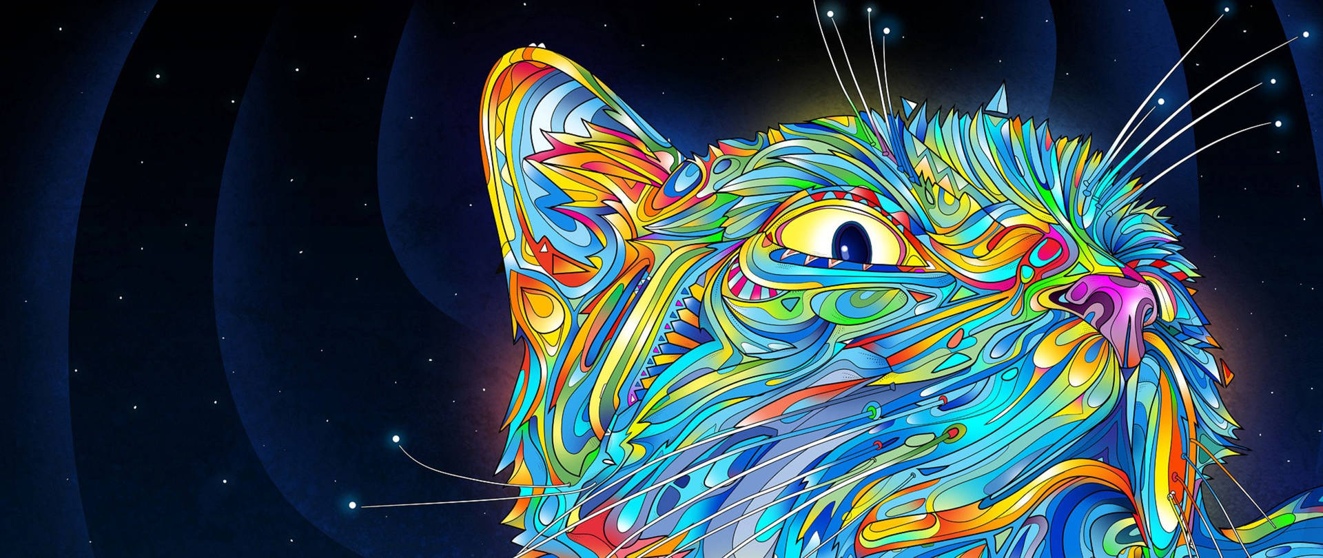 Psychedelic Cat Vector Art