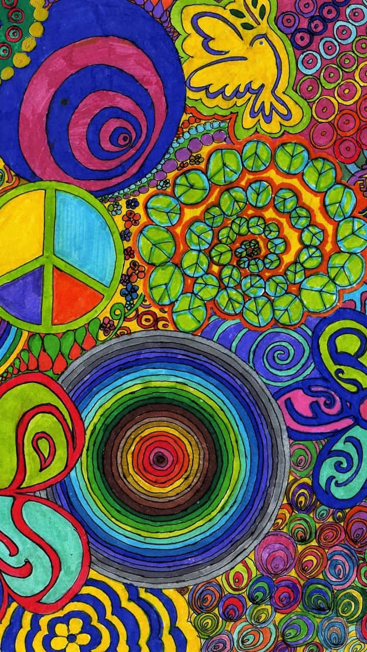 En livlig spektrum af vibrerende psykedeliske farver Wallpaper
