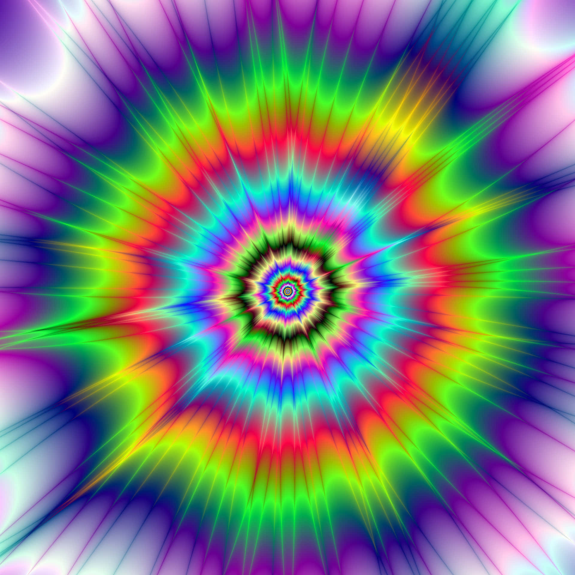En farverig psykedelisk spiral med en regnbue baggrund Wallpaper