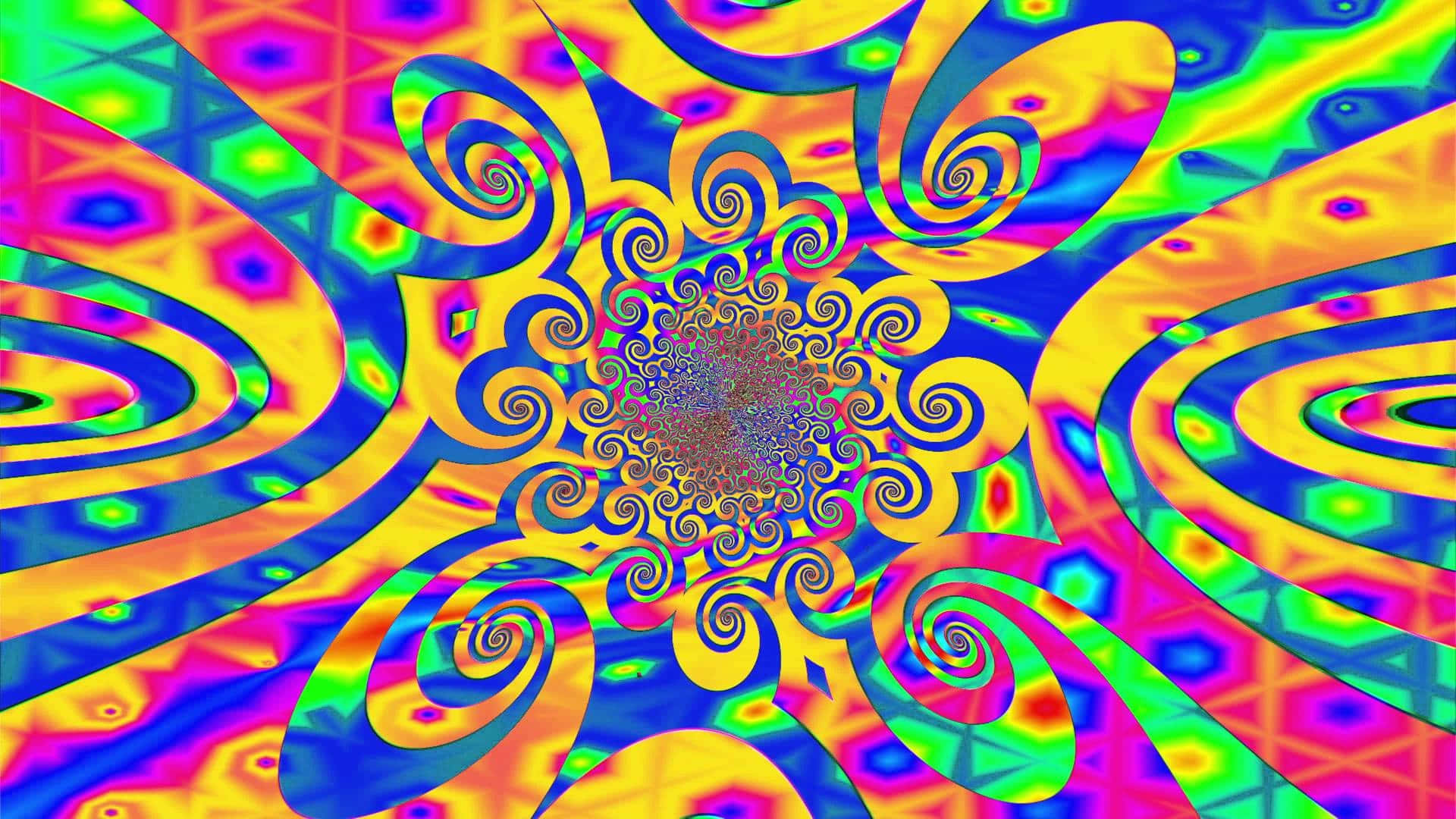 Lad dit sind vandre igennem en sø af psykedeliske farver Wallpaper