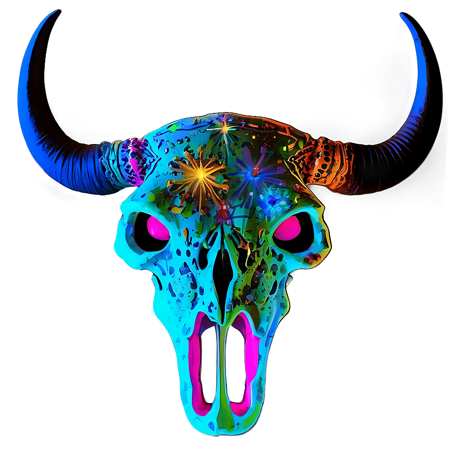 Psychedelic Cow Skull Png Lwy PNG