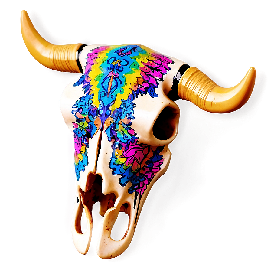 Psychedelic Cow Skull Png Vwu PNG