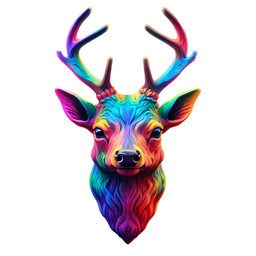 Psychedelic Deer Head Vibrant Art Png 67 PNG