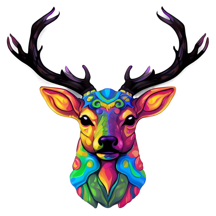 Psychedelic Deer Head Vibrant Art Png 74 PNG