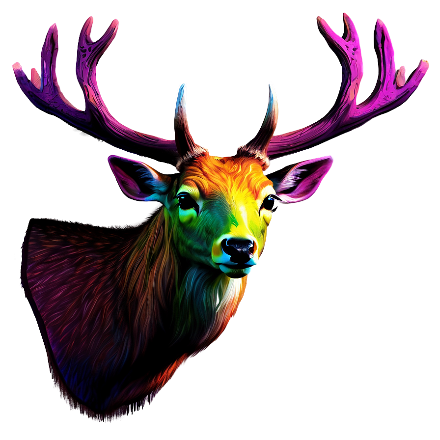 Psychedelic Deer Head Vibrant Art Png 89 PNG