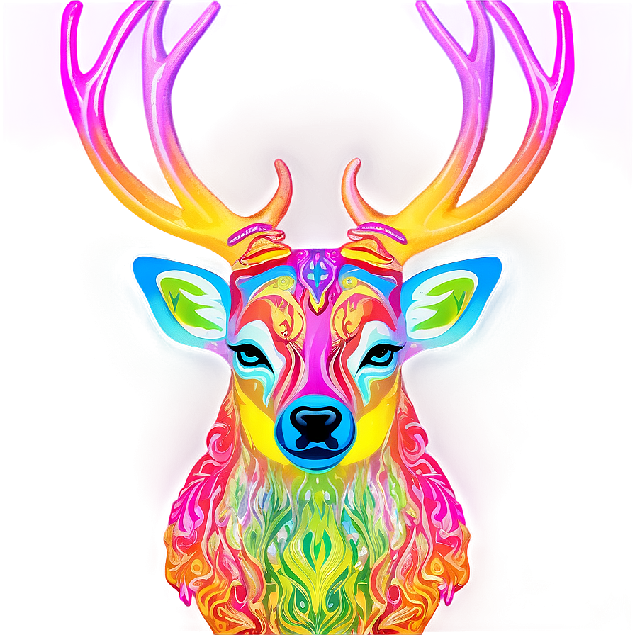 Psychedelic Deer Head Vibrant Art Png Eqh PNG