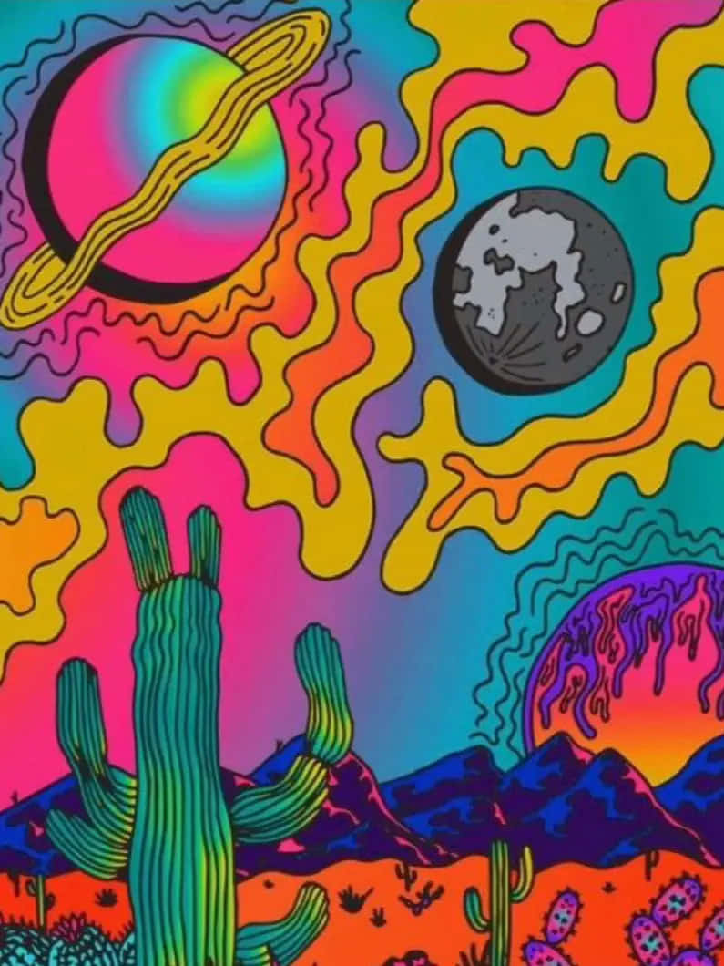 Psychedelic Desert Dreamscape Wallpaper