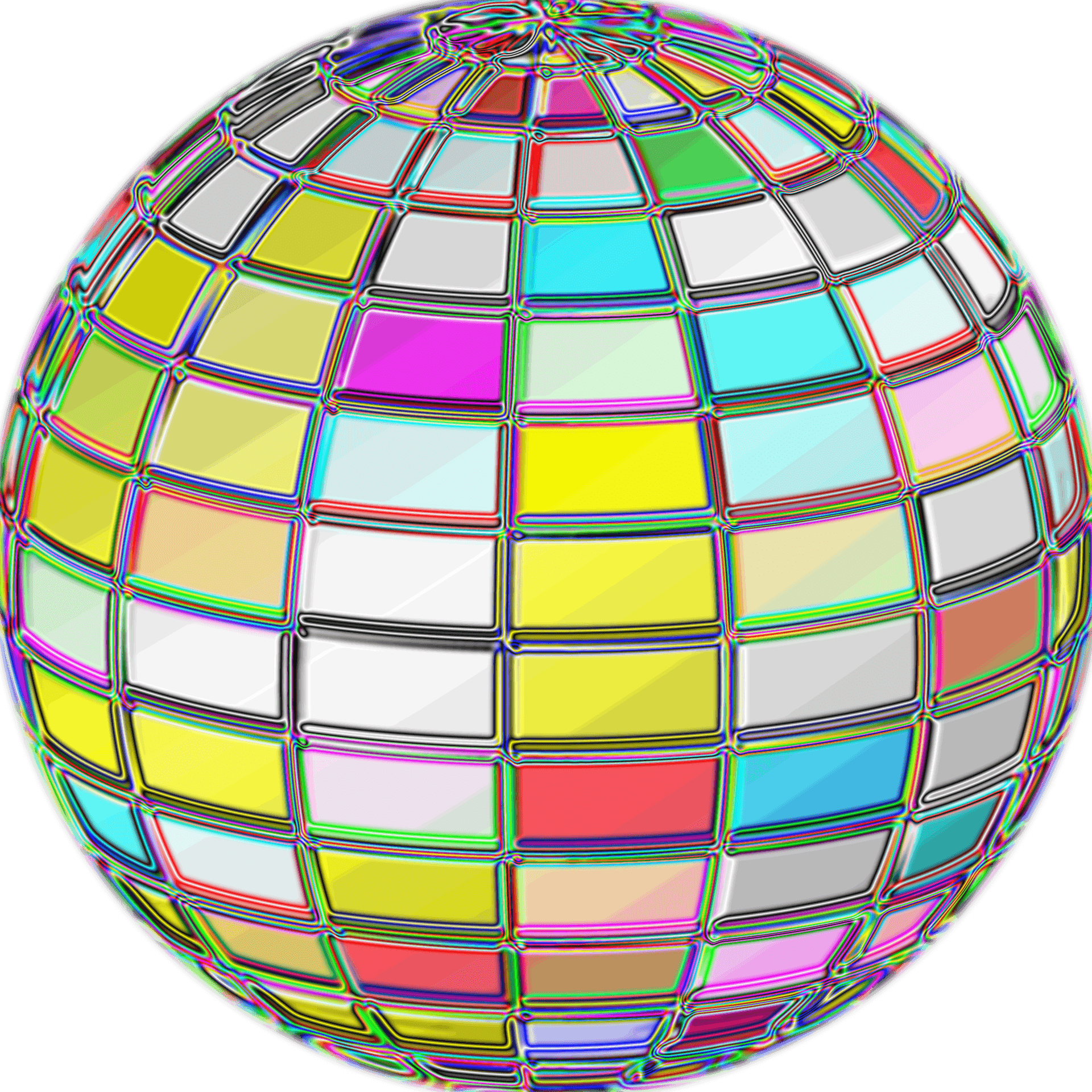 Psychedelic Disco Ball Abstract PNG
