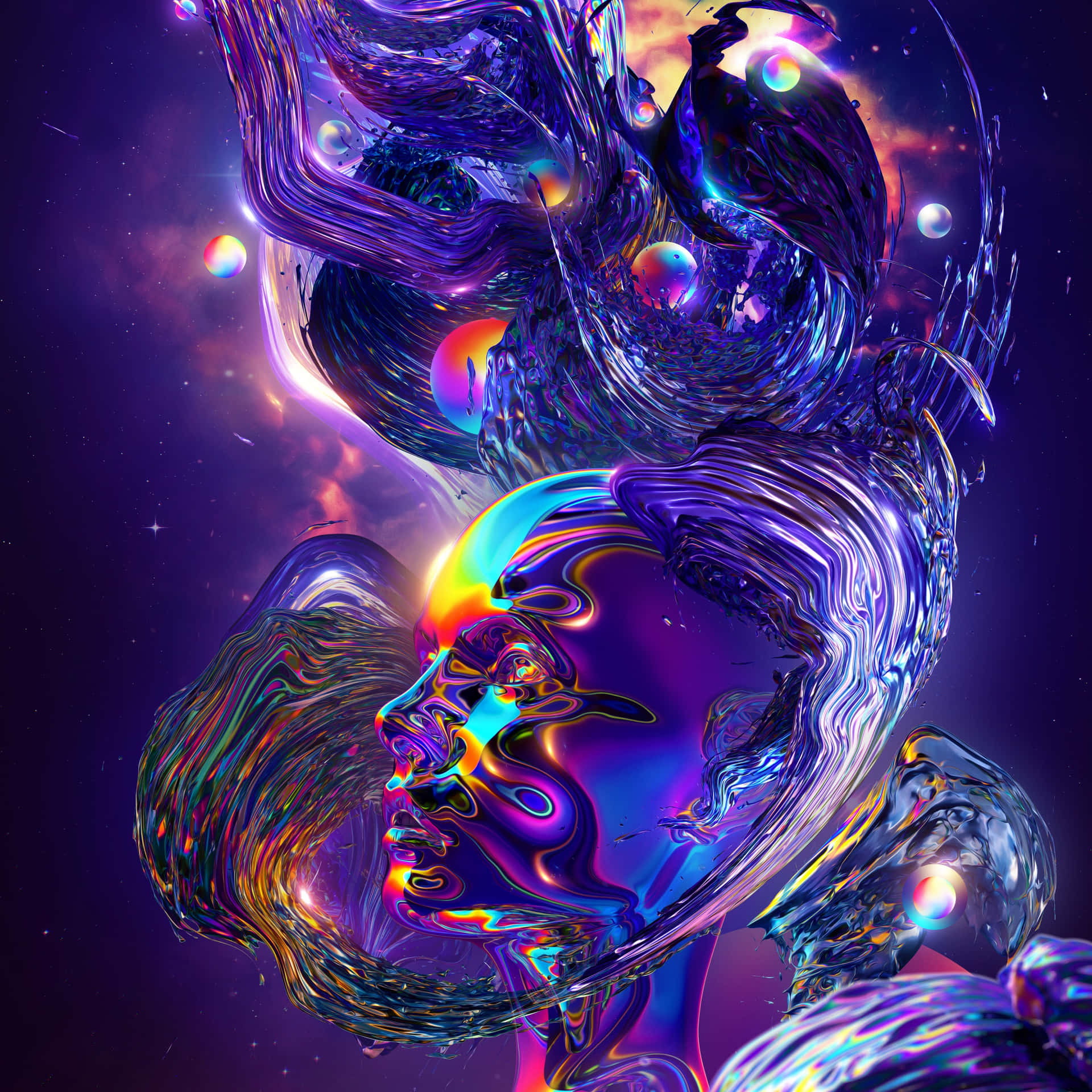 Psychedelic Dreamscape Art Wallpaper