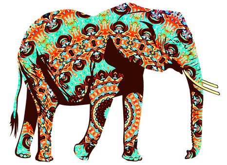 Psychedelic Elephant Artwork PNG