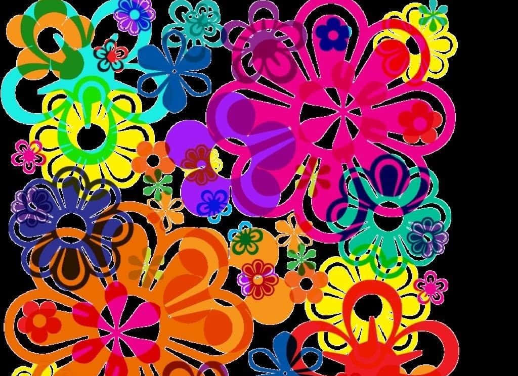 Vibrant Psychedelic Flowers Bloom Wallpaper