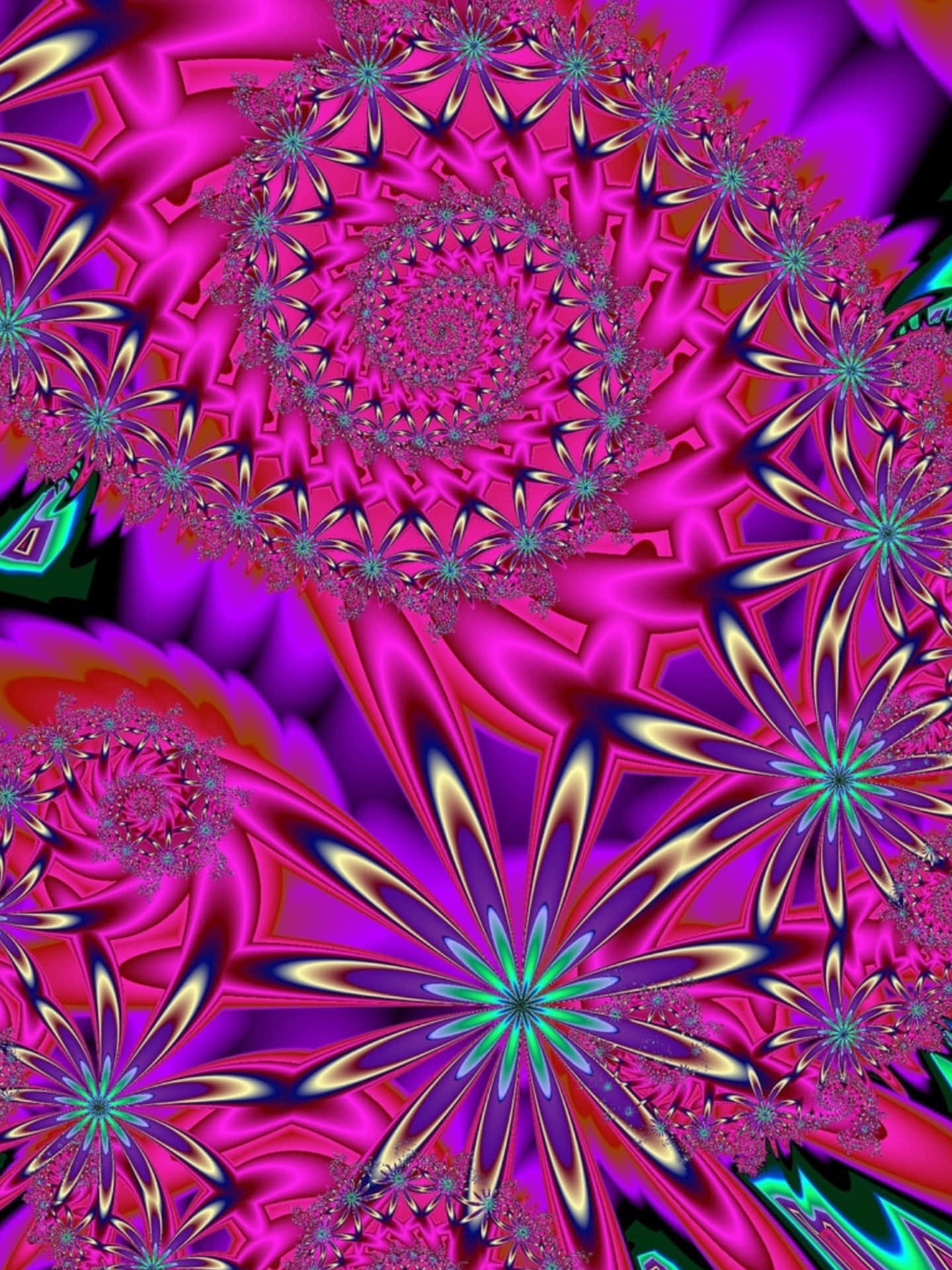 Hypnotic Psychedelic Flowers Explosion Wallpaper