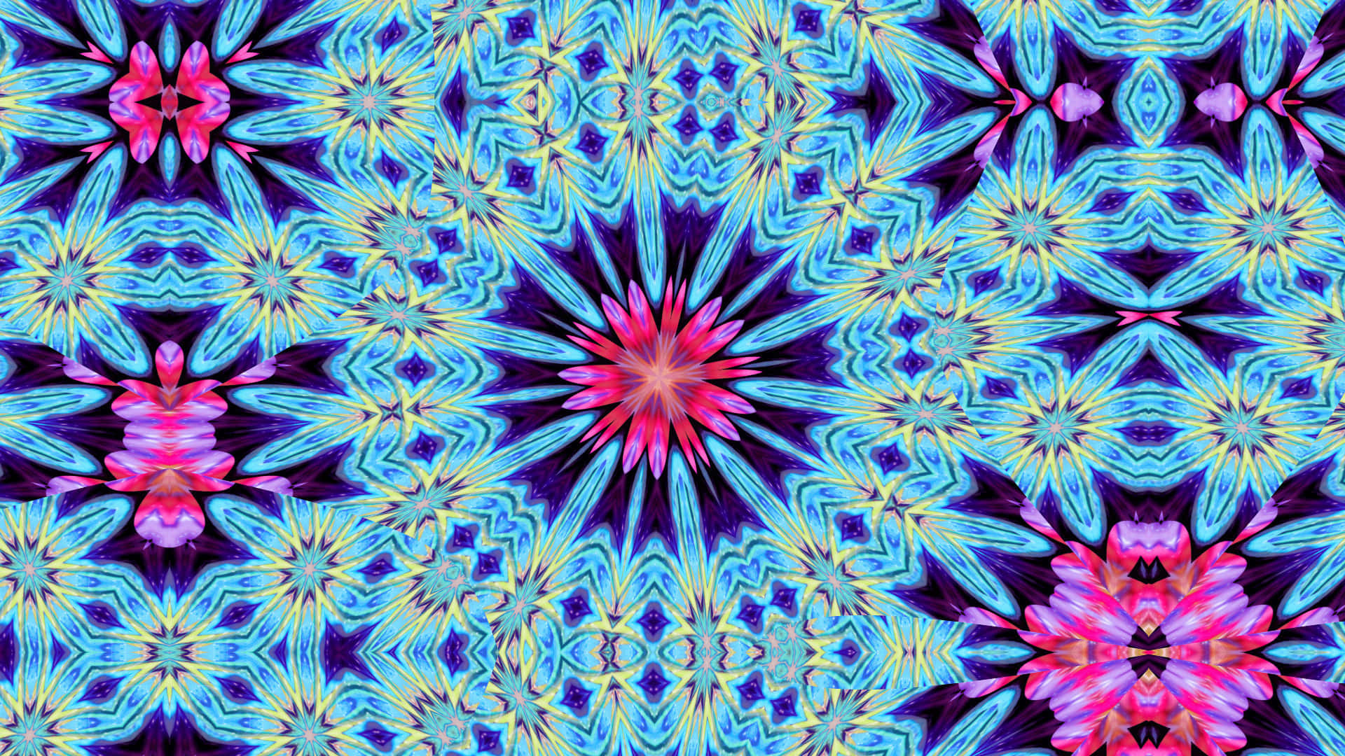 Vibrant Psychedelic Flowers in Bloom Wallpaper