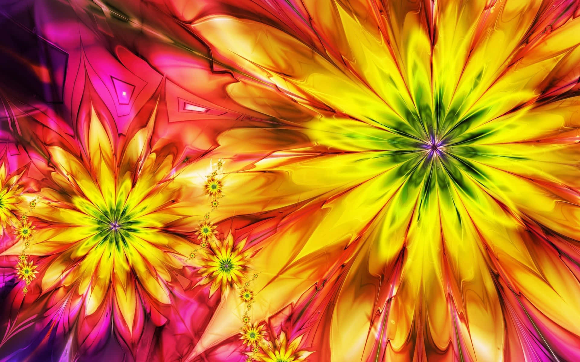 Jardínvibrante De Flores Psicodélicas. Fondo de pantalla