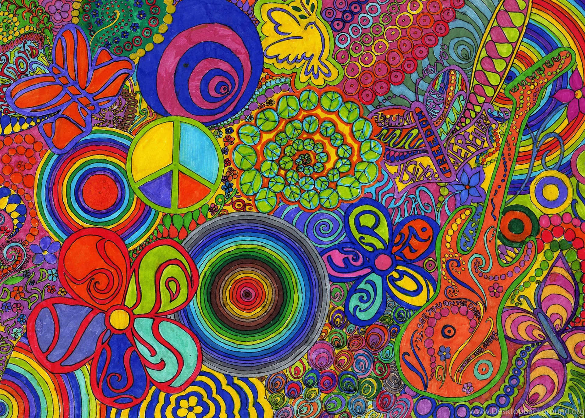 Psychedelic Floral Wonderland Wallpaper