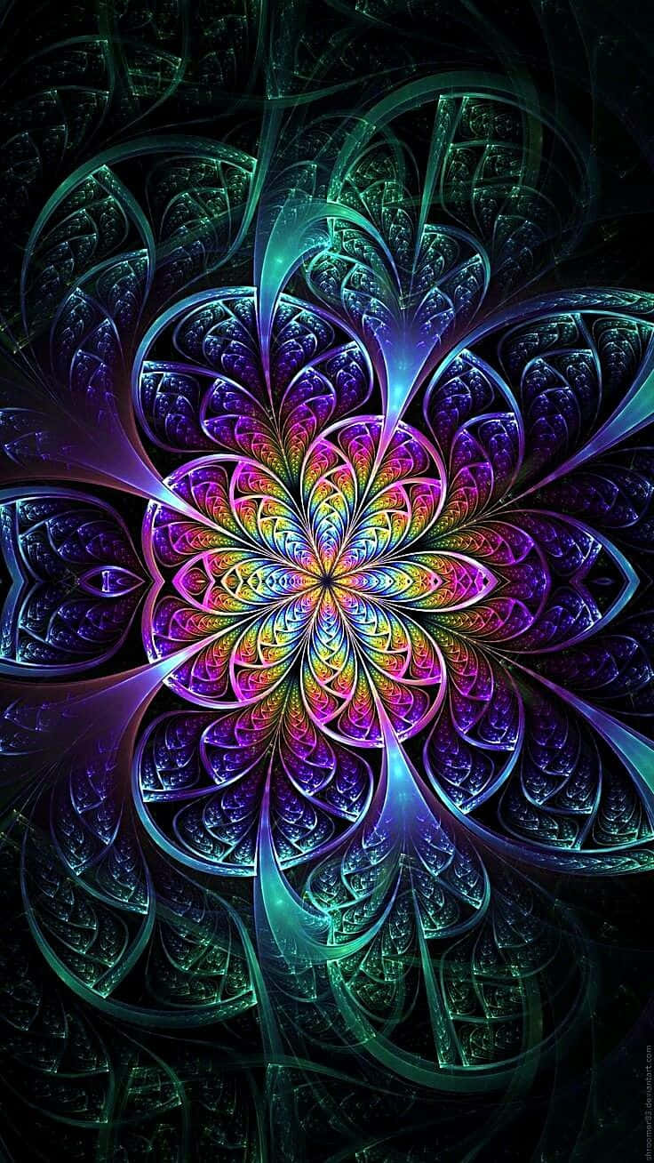 Vibrant Psychedelic Flower Blossoms Wallpaper