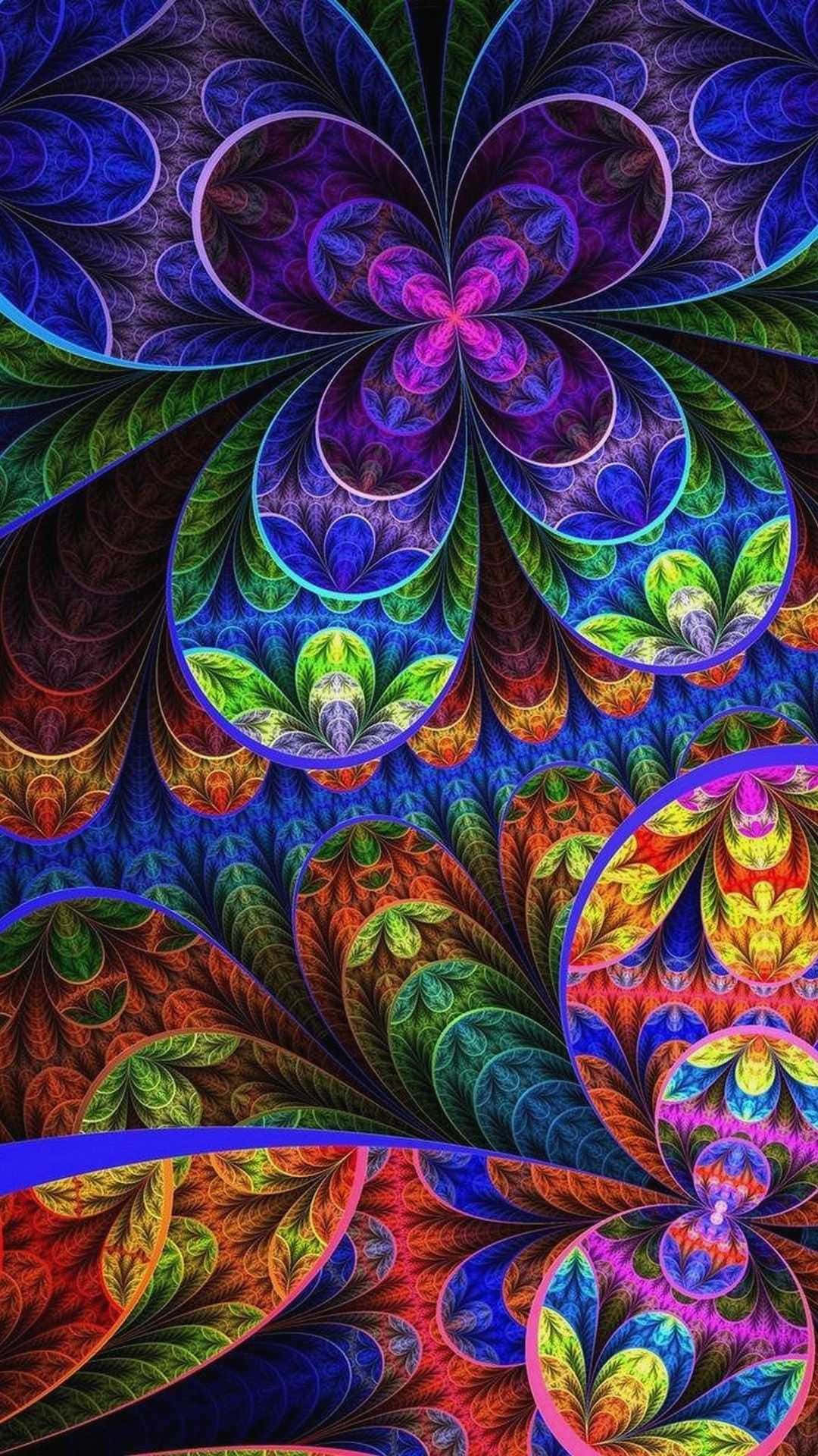 Vibrant Psychedelic Fractal Art Wallpaper