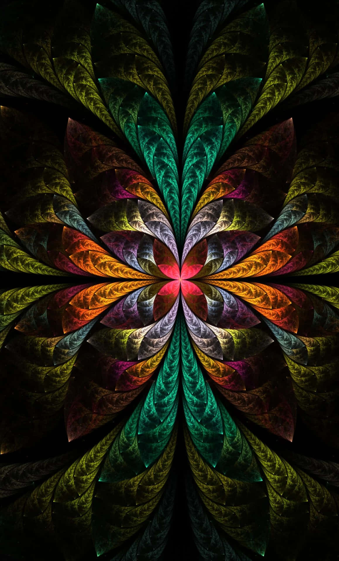 Psychedelic Fractals in Vibrant Hues Wallpaper