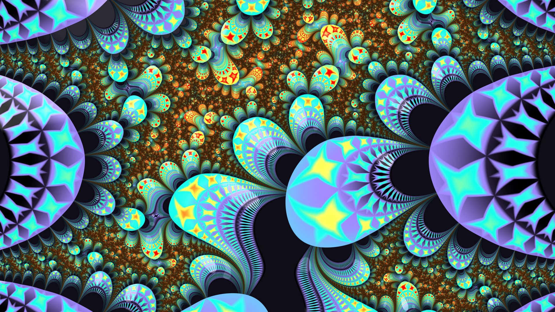Vibrant Psychedelic Fractals in a Mesmerizing Pattern Wallpaper