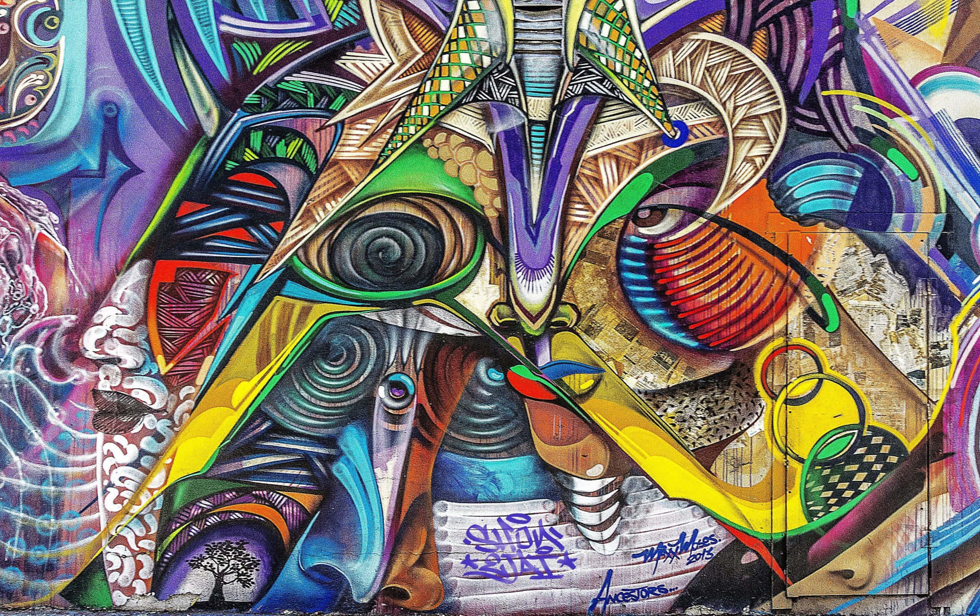 Vibrant Psychedelic Grunge Artwork Wallpaper