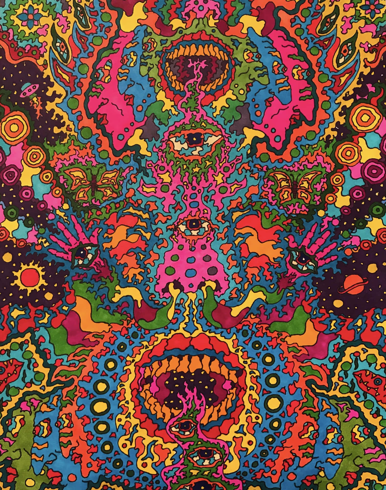 Vibrant Psychedelic Grunge Artwork Wallpaper